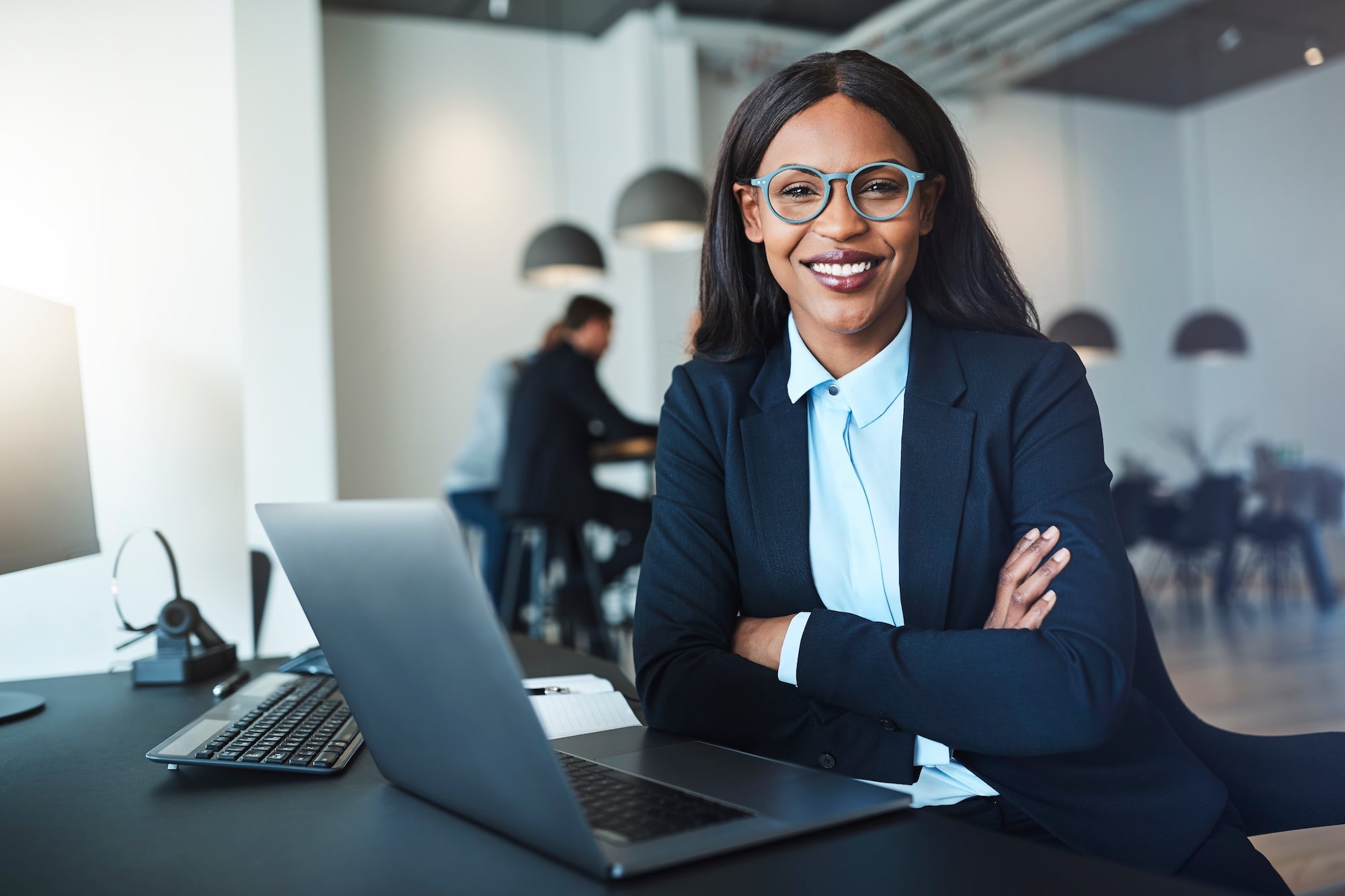 Woman smiling in an office